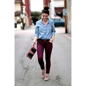 J. Crew Factory 8” Midrise Skinny Pant Dark Cognac